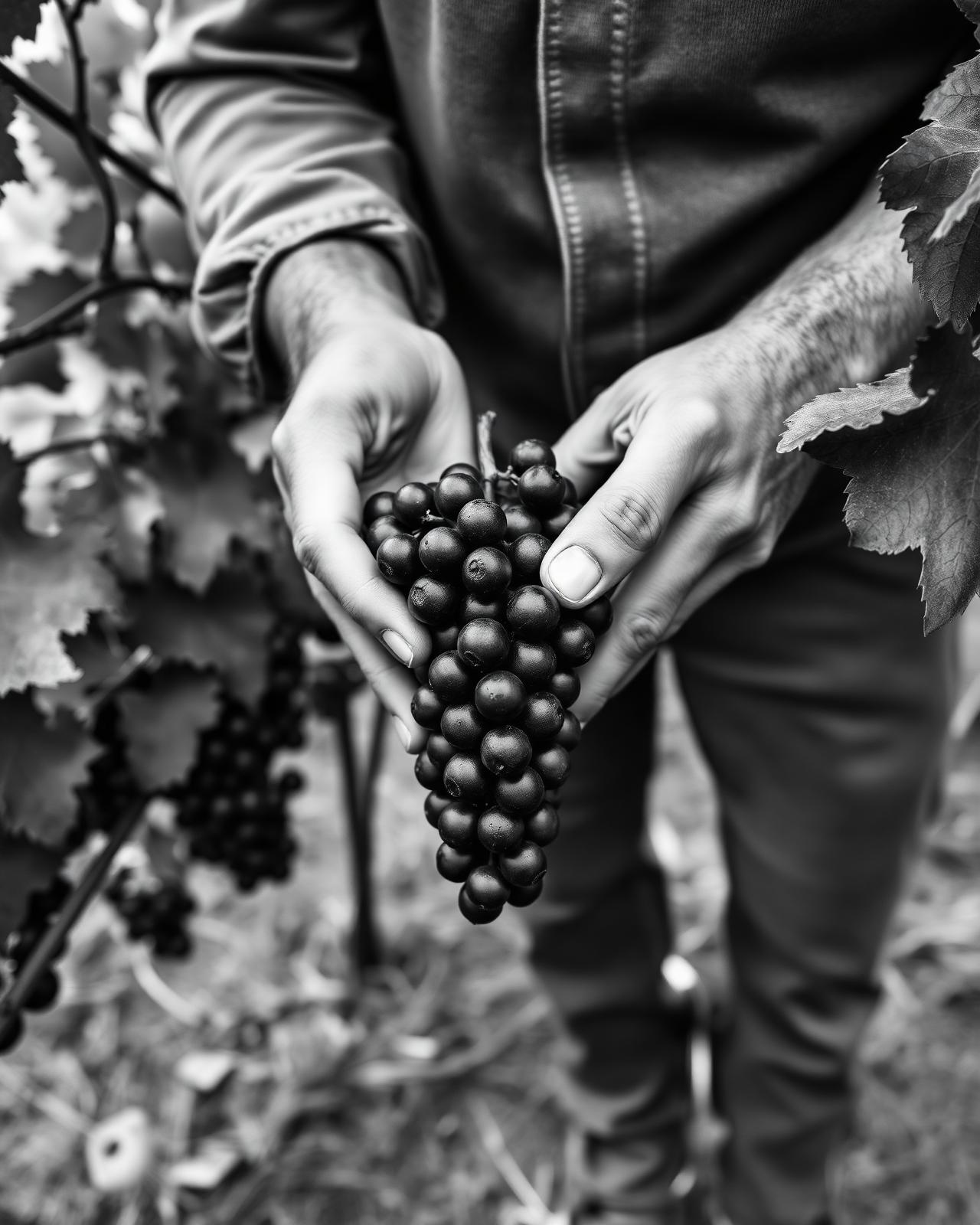 Famille viticole — récolte des raisins